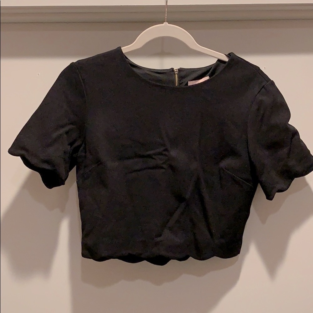 Ted Baker Scallop Hem Crop Top with Zipper Detail